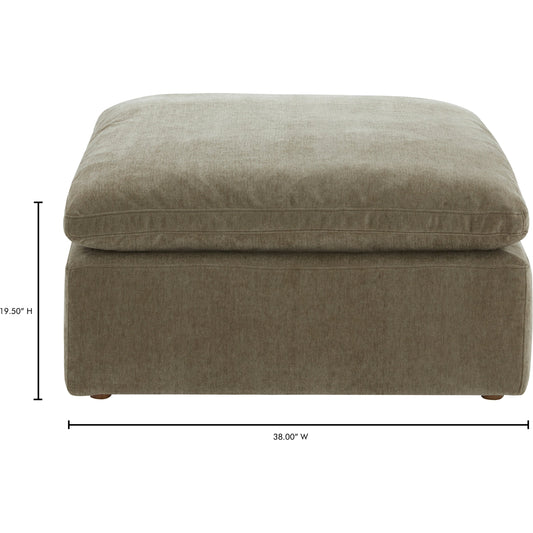 Terra Ottoman by Moe's Home Collection in desert sage. Made from upholstery: 100% polyester resist performance fabric, plywood frame, 50% feather, fiber-fill, 20% feather in a modern style.