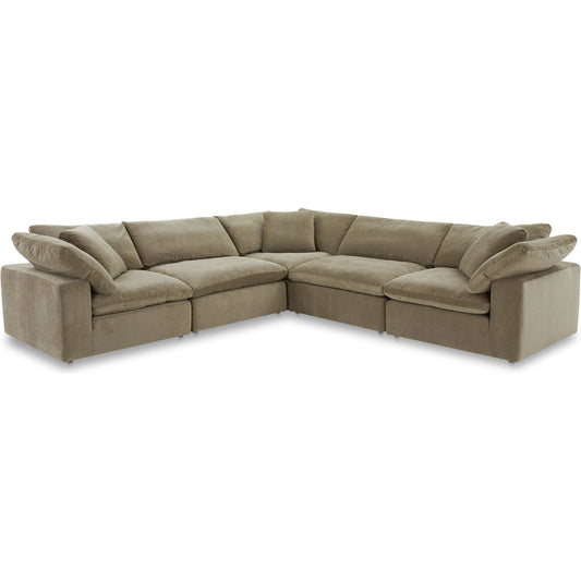 Terra Classic L Modular Sectional by Moe's Home Collection in desert sage. Made from upholstery: 100% polyester resist performance fabric, wood, plywood frame, 50% feather, fiber-fill, 20% feather in a modern style.