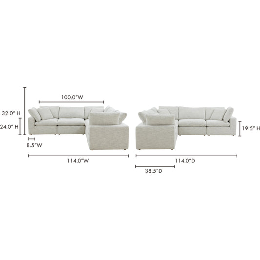 Terra Condo L Modular Sectional by Moe's Home Collection in coastside sand. Made from upholstery: neverfear™ fabric, 100% polyester, plywood frame, 50% feather, fibre blend channeled in a modern style.