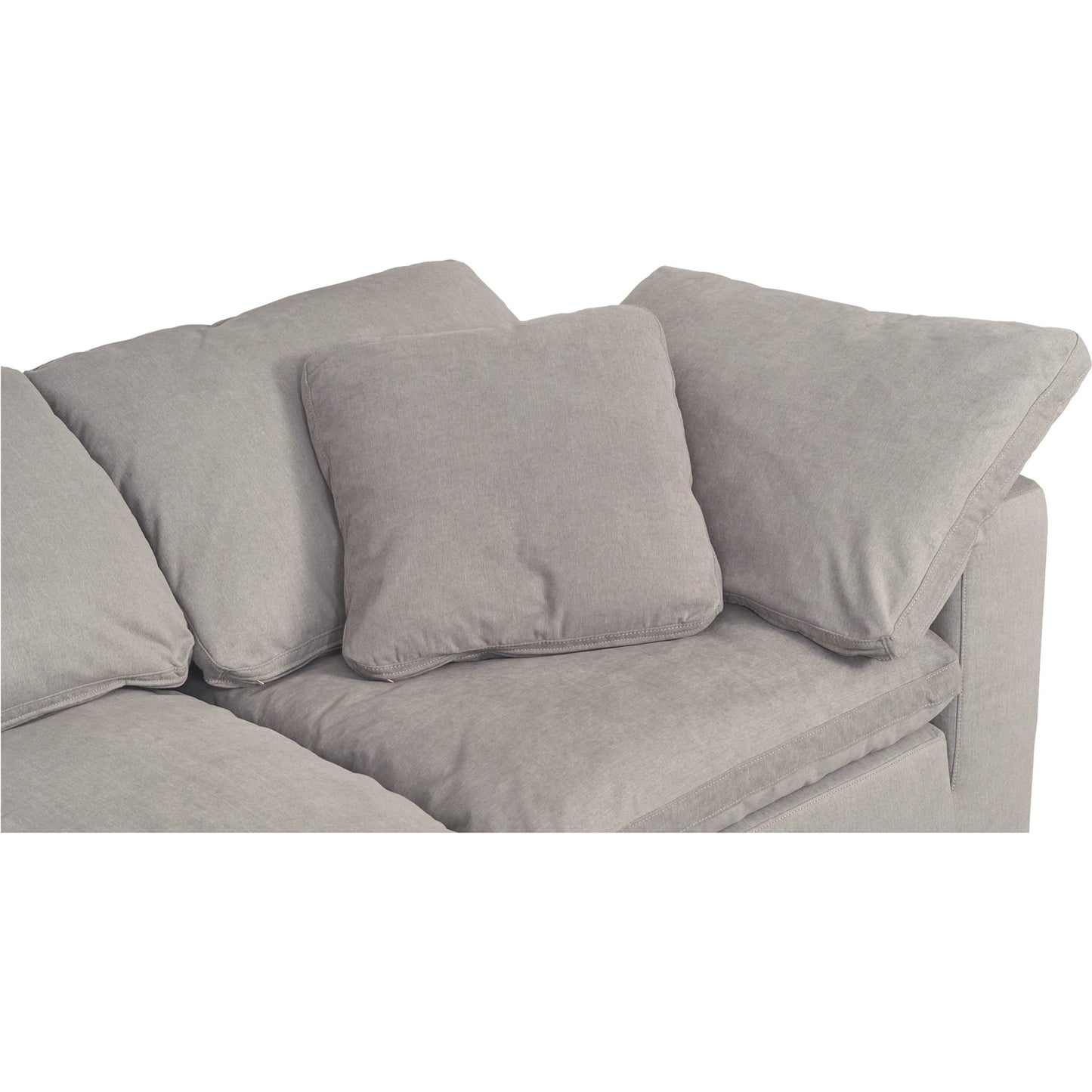 025 SI-2253650 | Closeup | Clay Modular Sofa Performance Fabric by Moe's Home Collection. Made from upholstery: 100% polyester livesmart stain resistant fabric, wood, plywood frame, 50% feather, fill, 20% feather, fibre in a transitional style.