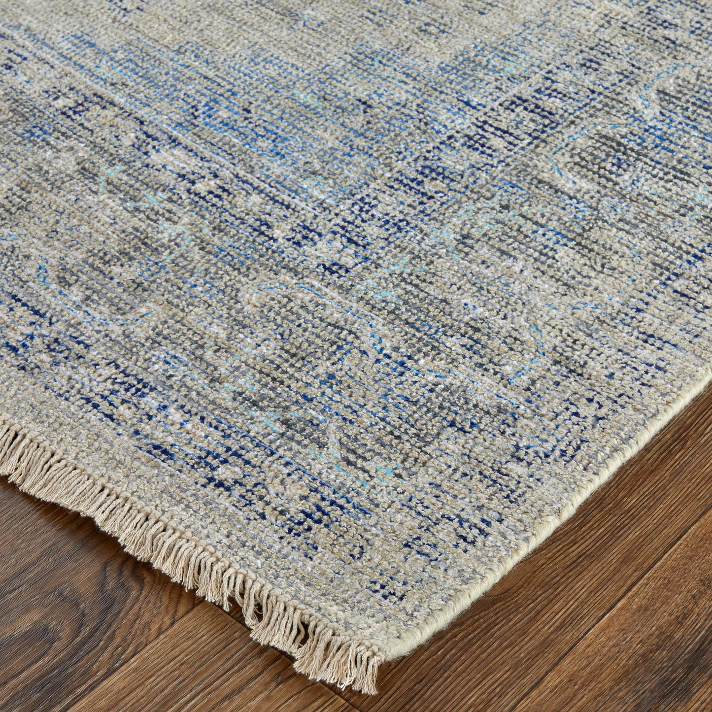 014 SI-1753693,SI-1753696 | Closeup | Caldwell Transitional Rug - 8108F by Feizy in gray, blue, ivory. Made from wool, viscose in a unique style.