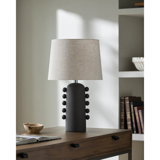 Yako Accent Table Lamp 624755 by Livabliss in glazedchrome. Made from ceramic, linen, plastic, iron in a modern style.