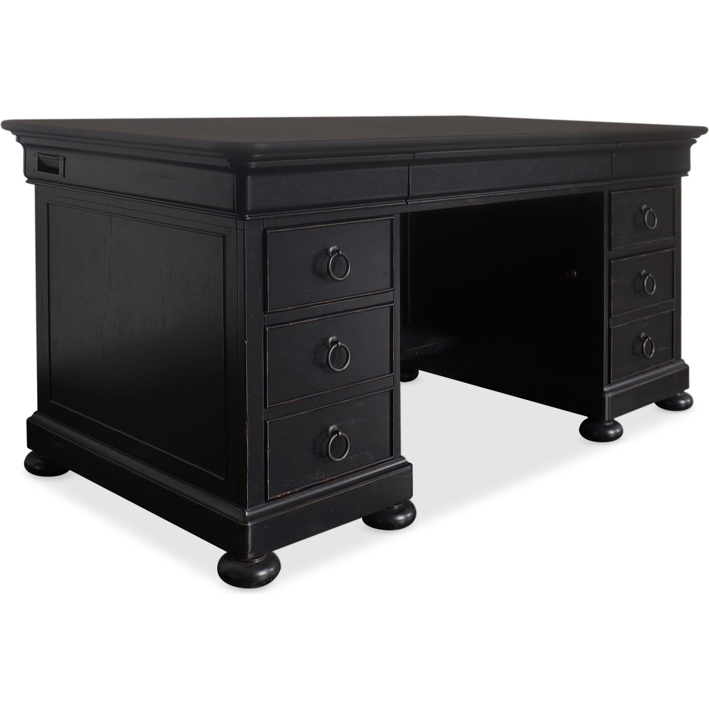 001 SI-1996312 | Additional Silo | Bristowe Junior Executive Desk by Hooker Furniture in tuxedo black. Made from pecan veneers in a traditional style.