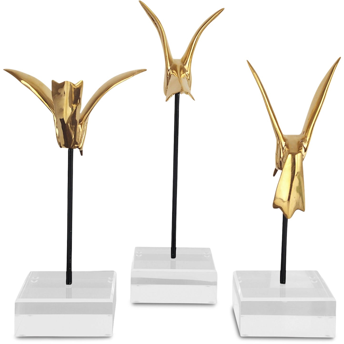 004 SI-2191743 | Additional Silo | Hummingbirds Set by Currey and Company in gold, black, clear. Made from bronze, metal, acrylic in a modern style.