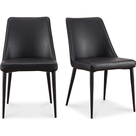Lula Dining Chair (Set of 2) by Moe's Home Collection in black. Made from upholstery: polyurethane, iron frame, plywood frame, foam seat in a transitional style.