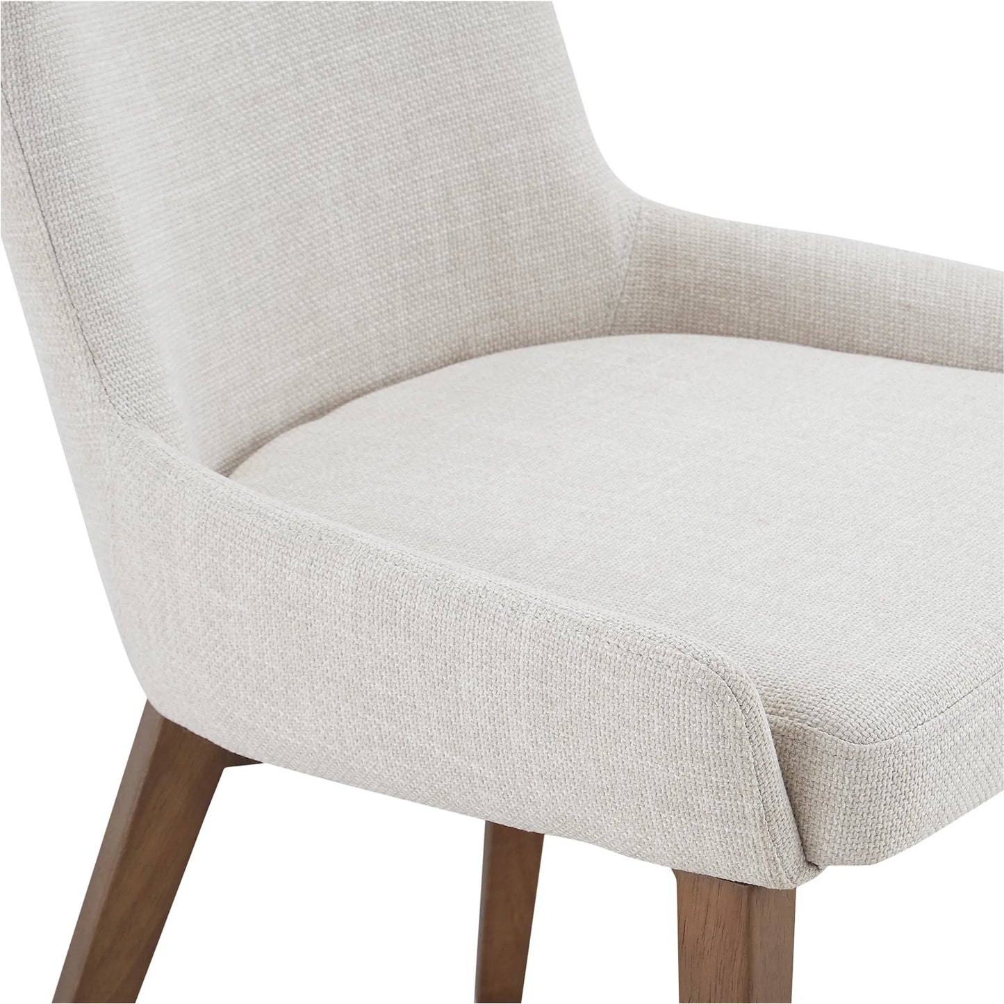004 SI-2368244 | Closeup | Potter Dining Chair by Moe's Home Collection in heather beige and dark brown. Made from upholstery: 100% polyester, metal frame, foam, plywood in a transitional style.