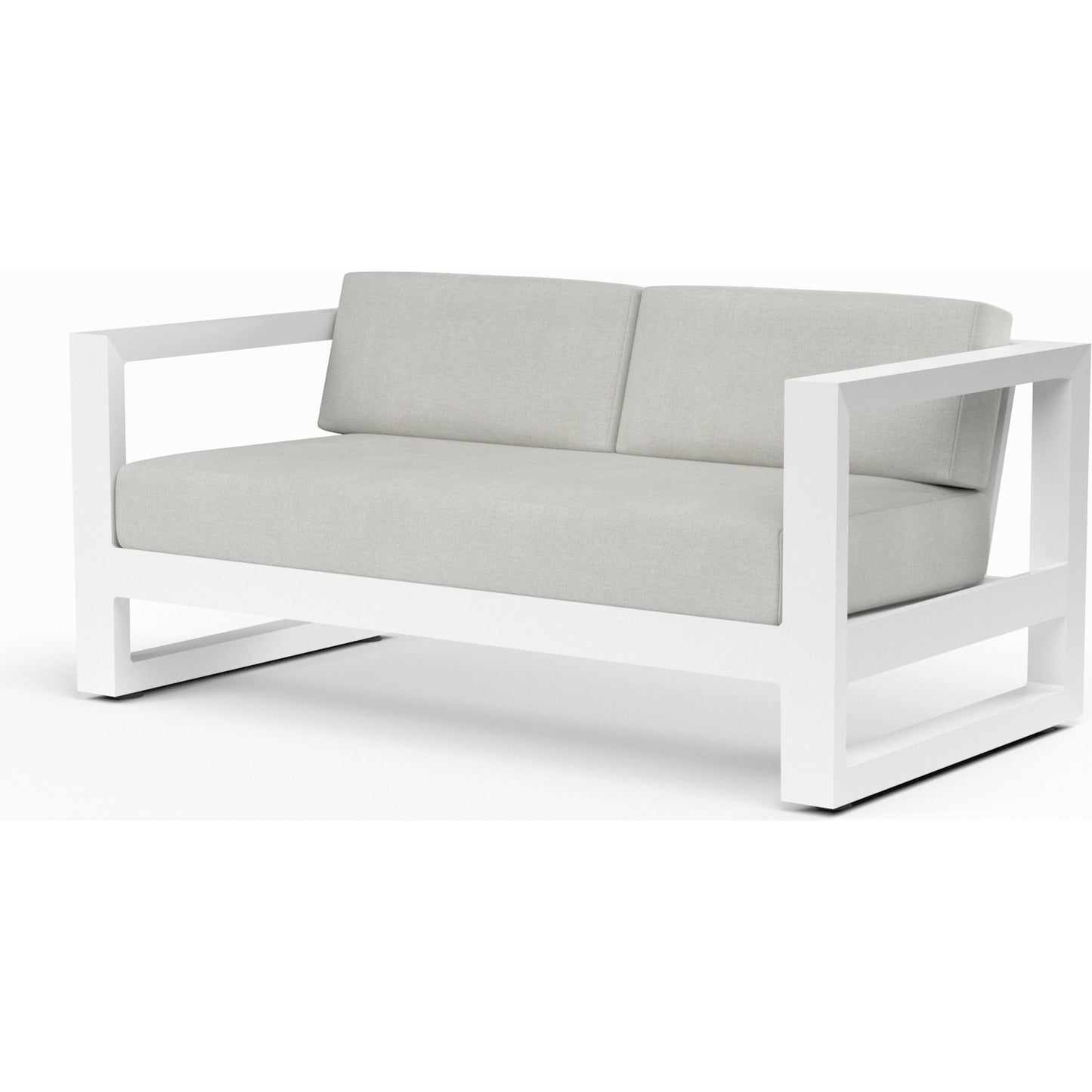 001 SI-2167136 | Additional Silo | Newport Outdoor Loveseat by Sunset West in frost. Made from aluminum in a modern style.