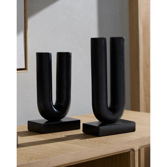 Layana Decorative Sculpture 540640 (Set of 2) by Surya in black and powder coatednatural. Made from aluminum, marble in a modern style.