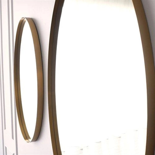 Elongated Oval Mirror by Global Views in nickel. Made from unique in a transitional style.