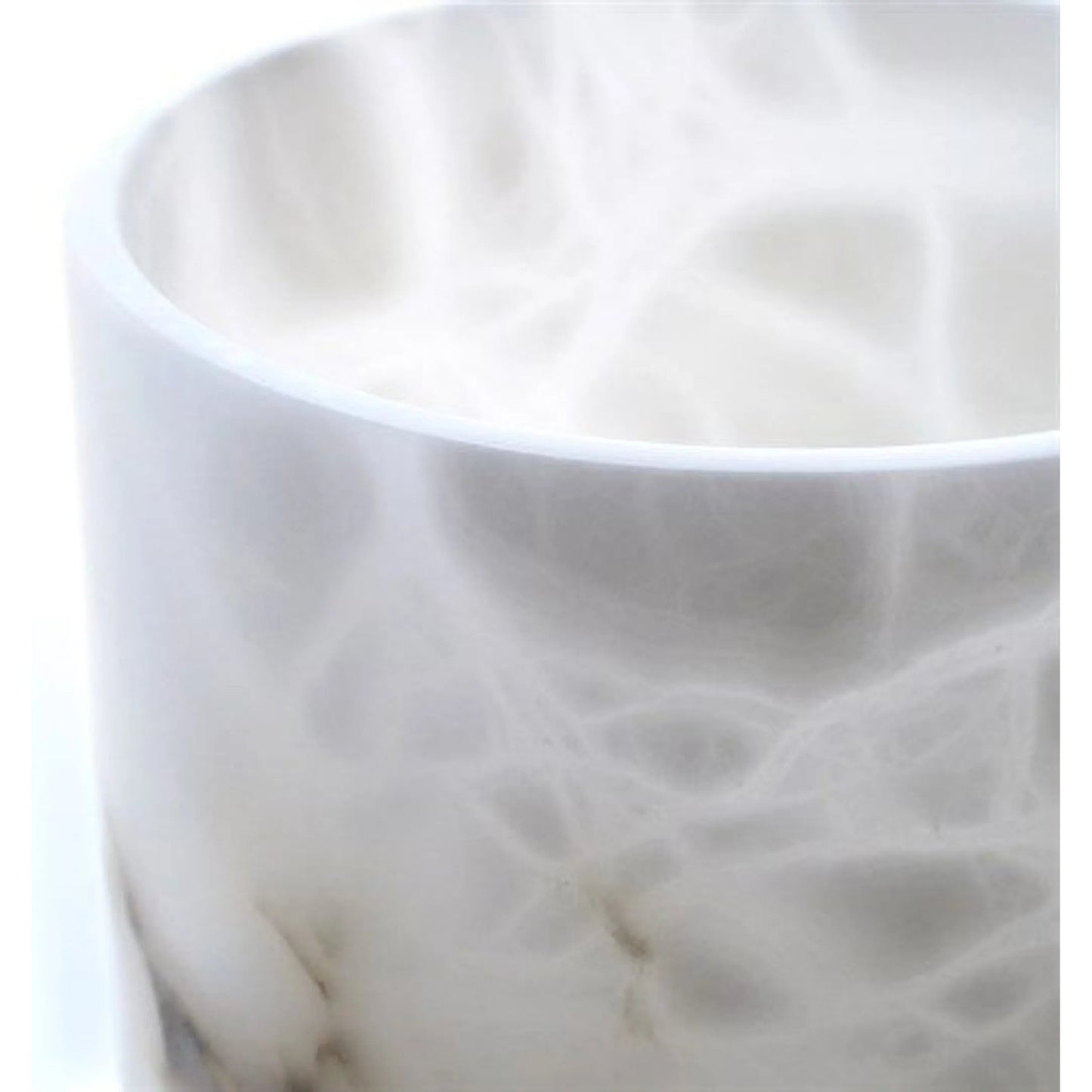 002 SR-939715 | Closeup | Alabaster Cylinder Vase by Global Views in white. Made from alabaster in a modern style.