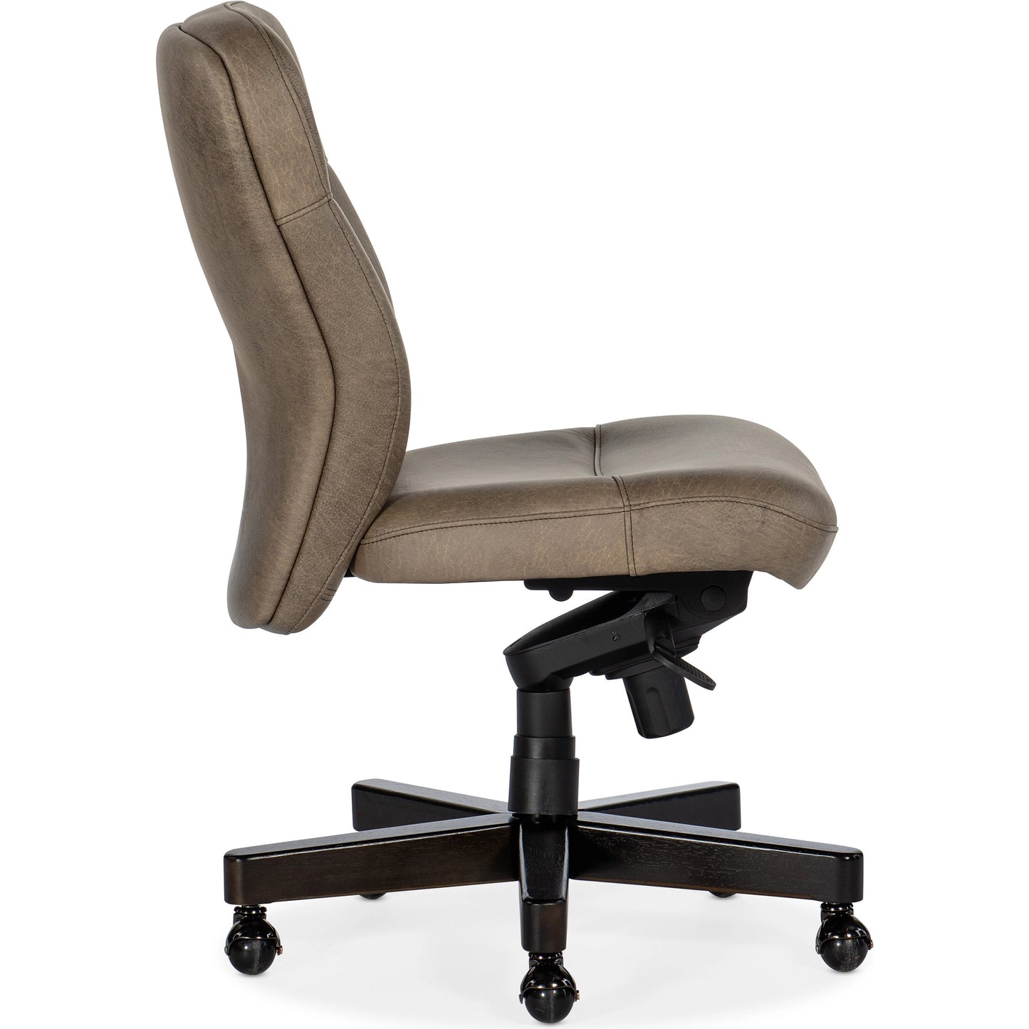 003 SI-1996362 | Additional Silo | Sasha Executive Swivel Tilt Chair by Hooker Furniture in big top dark taupe and dark wood. Made from leather (semi-aniline top grain) in a transitional style.