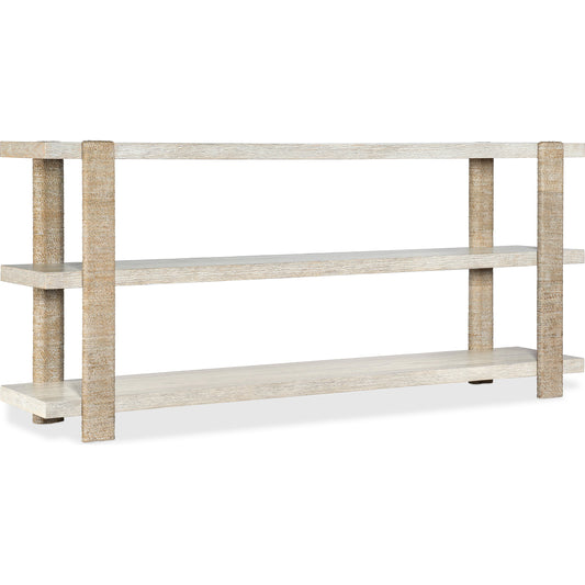 001 SI-1900715 | Primary Silo | Commerce & Market 2 Shelves Console Table by Hooker Furniture in natural light wood. Made from oak veneers, rope in a modern style.