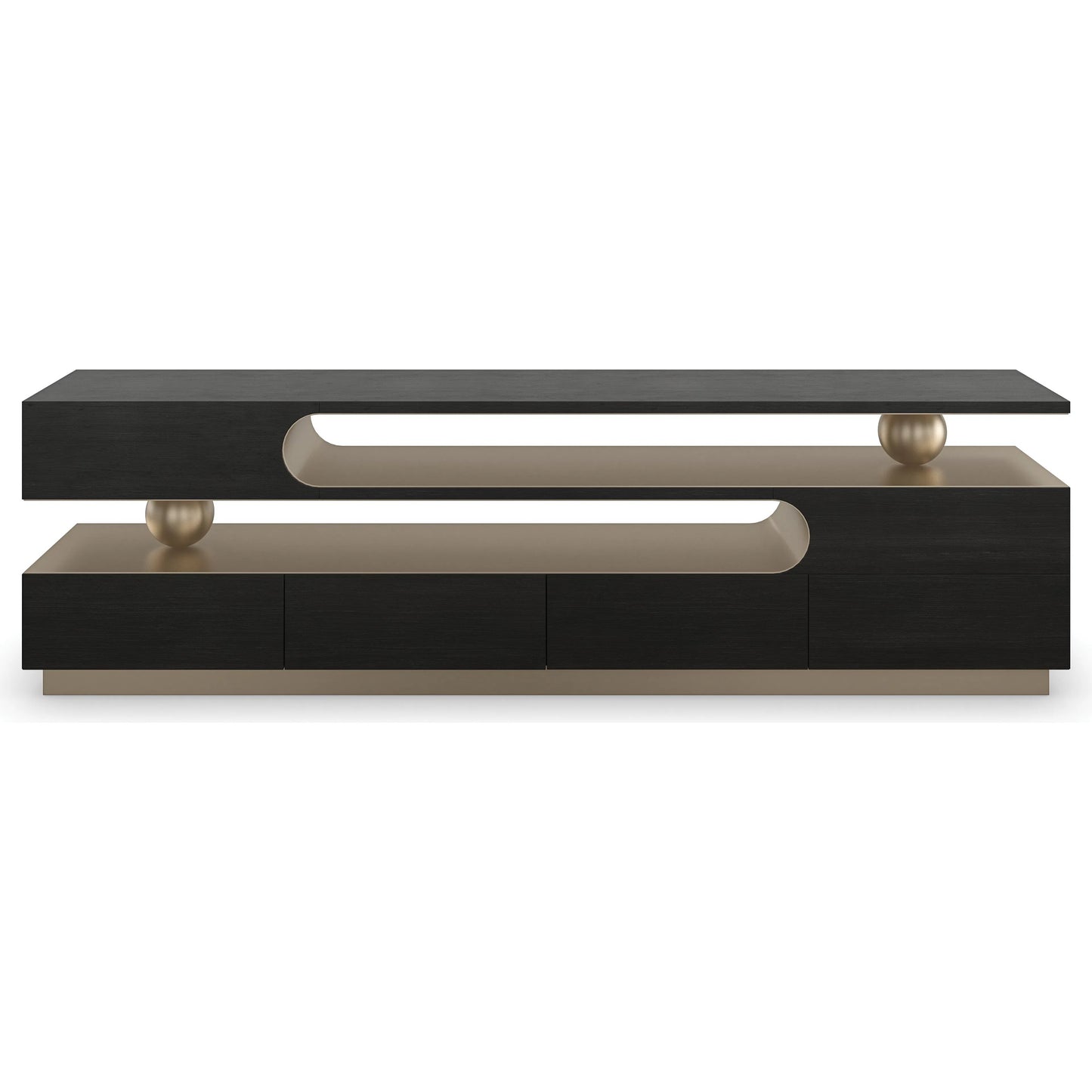 002 SI-2193849 | Additional Silo | Harmony Console Table by Caracole in lucent bronze metallic, modern walnut. Made from poplar, walnut in a unique style.