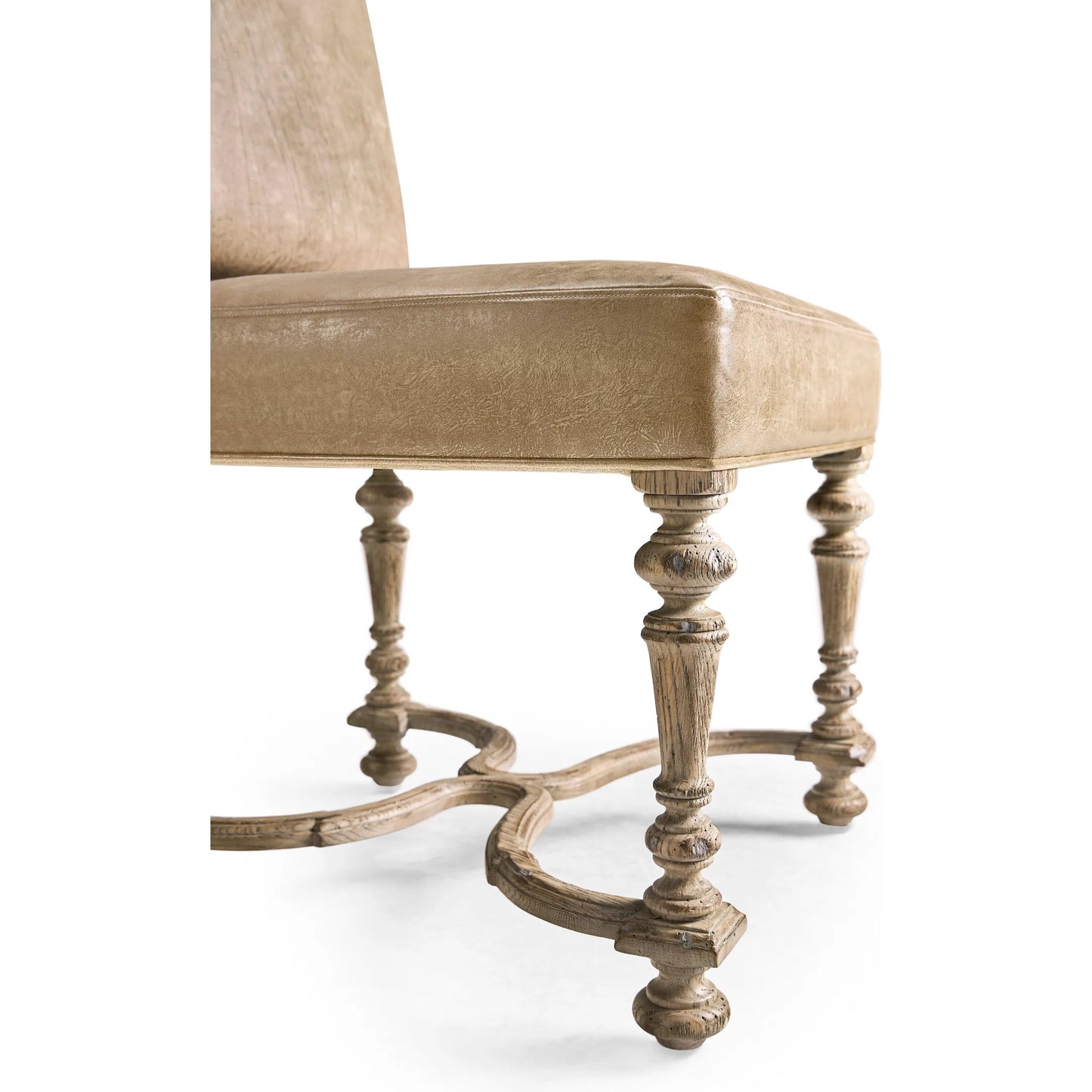007 SI-2462614 | Closeup | Sagehill Leather Side Chair (Set of 2) by Jonathan Charles in timberon grey oak. Made from oak in a traditional style.