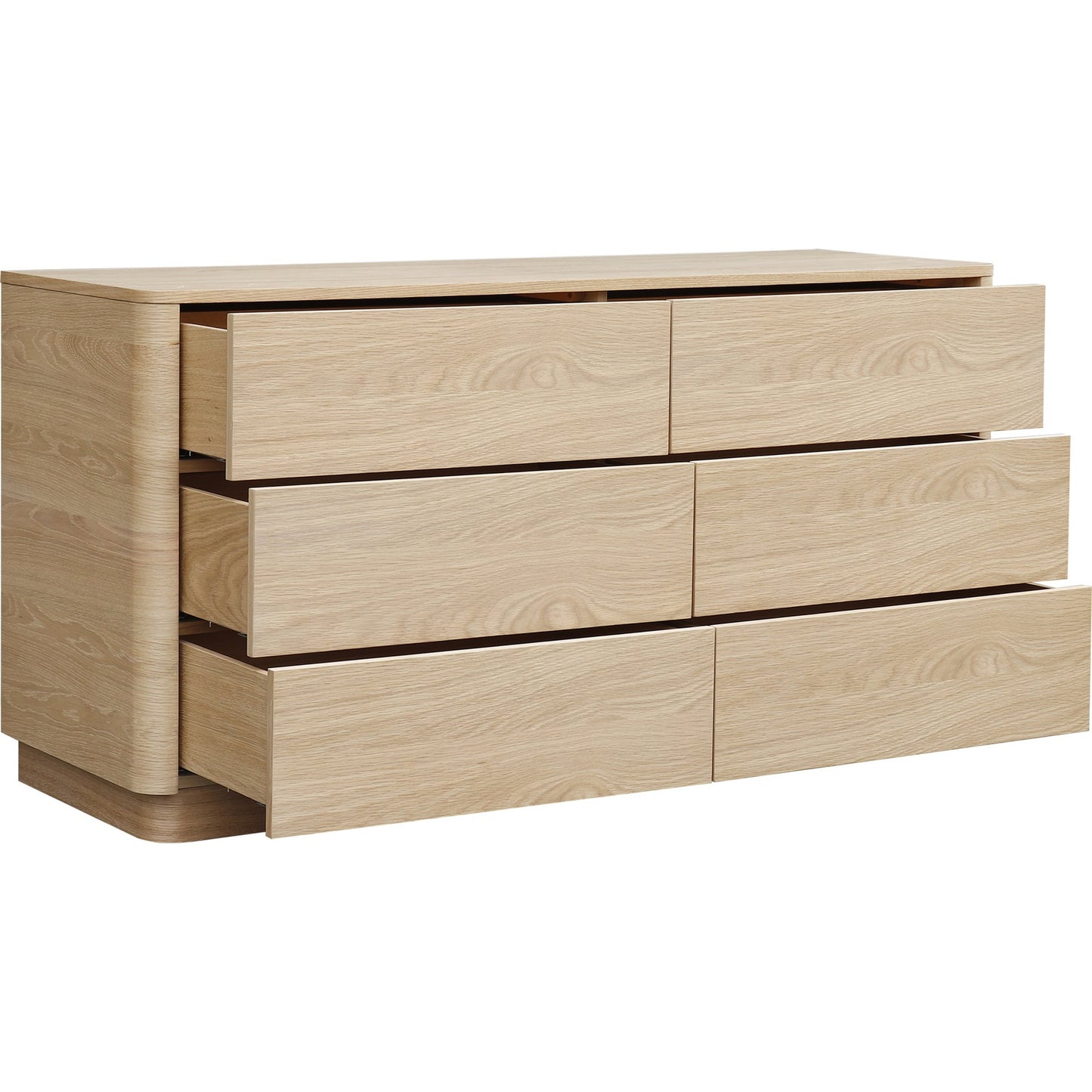 003 SI-1771822 | Additional Silo | Round Off Dresser Oak by Moe's Home Collection in brown. Made from walnut, oak veneer, mdf in a transitional style.