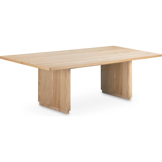 013 SI-2253992 | Primary Silo | Round Off Dining Table by Moe's Home Collection in natural oak. Made from oak veneer over mdf, rubber wood bottom frame in a transitional style.