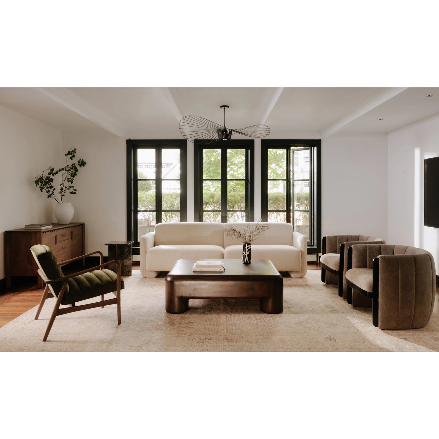 003 SI-2254005 | Lifestyle | Rowan Coffee Table by Moe's Home Collection in walnut. Made from solid acacia in a traditional style.