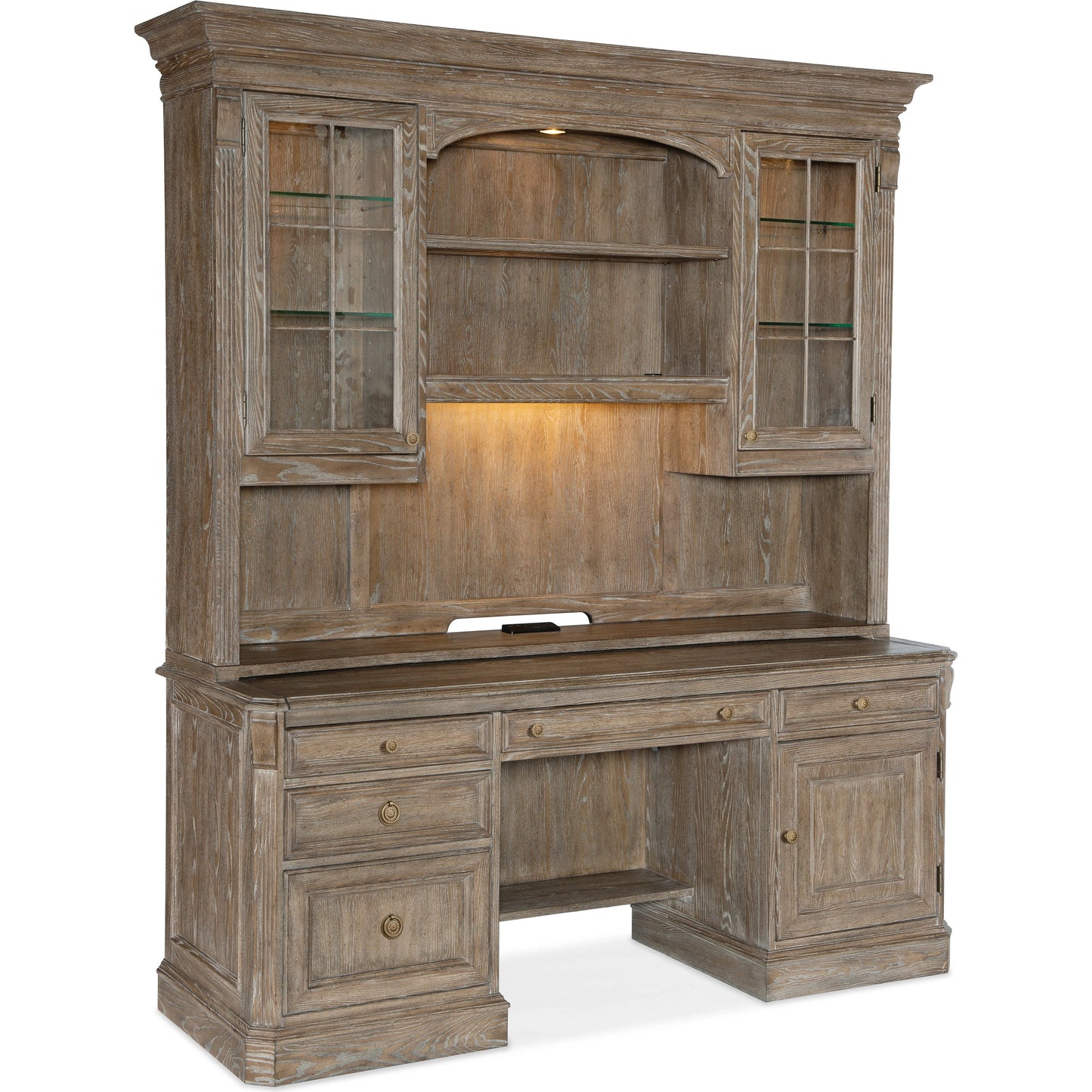 007 SI-1749874 | Additional Silo | Sutter Computer Credenza by Hooker Furniture in claro. Made from cathedral oak veneers in a traditional style.