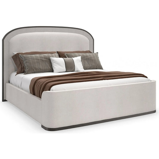 Wanderlust Queen Bed by Caracole in silver, bronze, ivory and sun-kissed silver, deep bronze, seal skin. Made from birch in a transitional style.