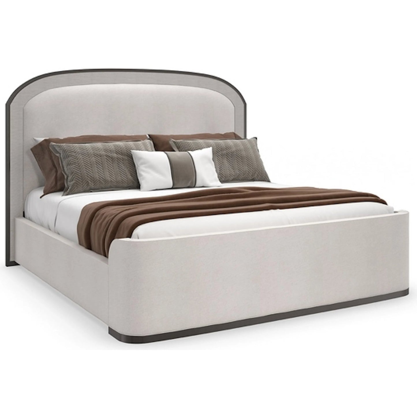 001 SI-1955754 | Primary Silo | Wanderlust Queen Bed by Caracole in silver, bronze, ivory and sun-kissed silver, deep bronze, seal skin. Made from birch in a transitional style.