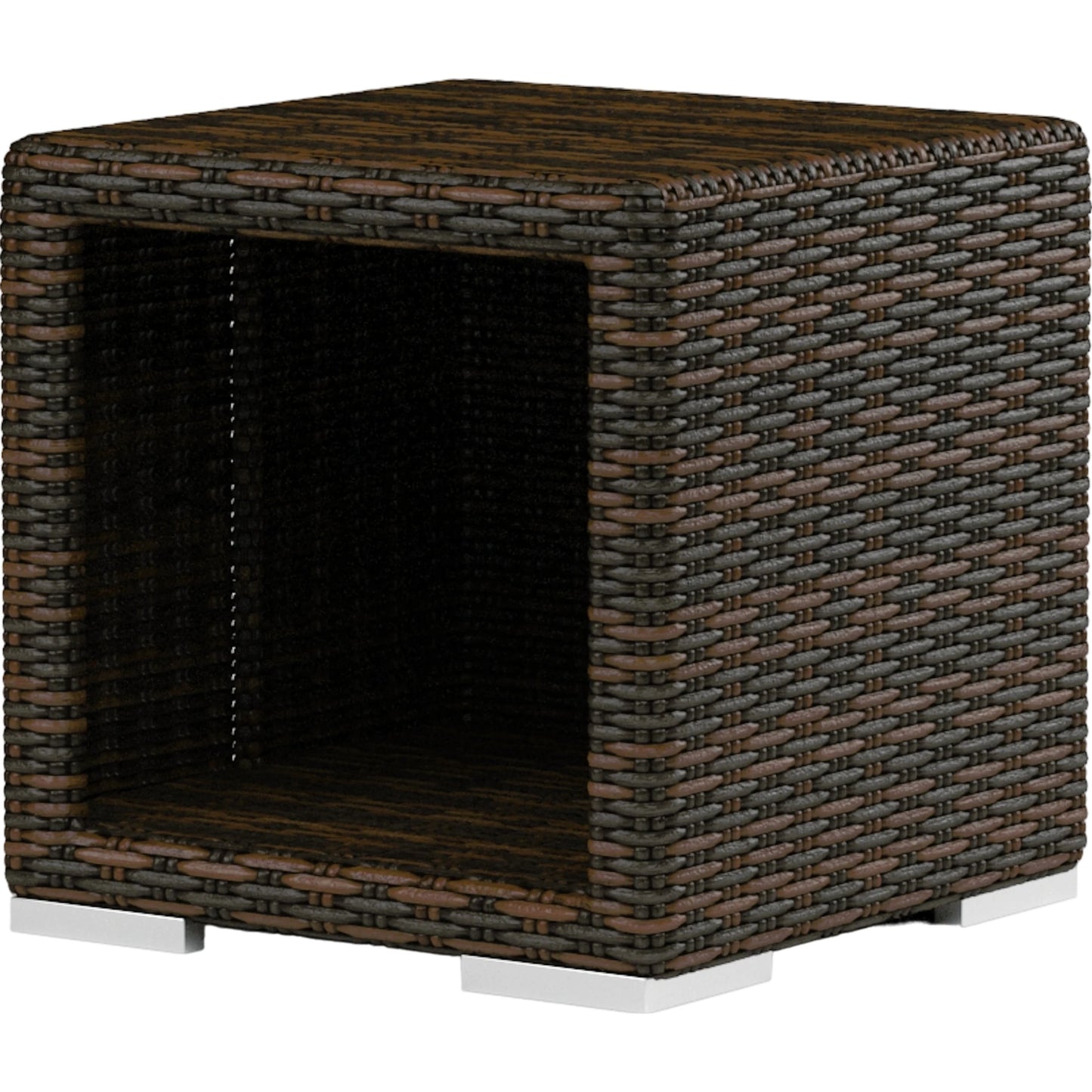 001 SI-2166881 | Primary Silo | Montecito Outdoor End Table by Sunset West in cognac. Made from resin wicker in a modern style.