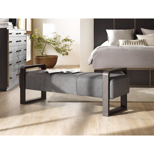Curata Bench by Hooker Furniture in midnight brown, graphite. Made from fabric in a transitional style.