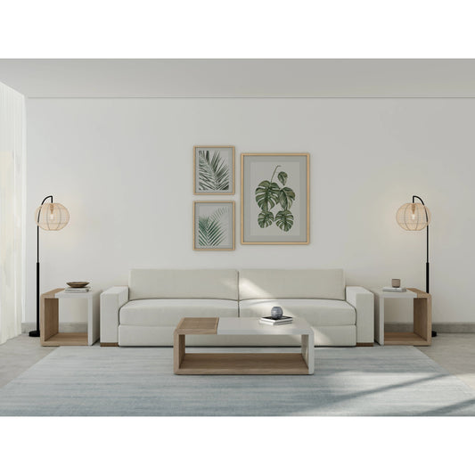 Portico End Table by A.R.T. Furniture in sienna, white plaster. Made from parawood solids, mindi veneers, resin in a modern style.