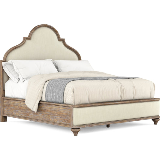 001 SI-2064916,SI-2064917,SI-2064918 | Primary Silo | Architrave Upholstered Panel Bed by A.R.T. Furniture in almond. Made from pine solids and veneer, foam, fabric in a traditional style.