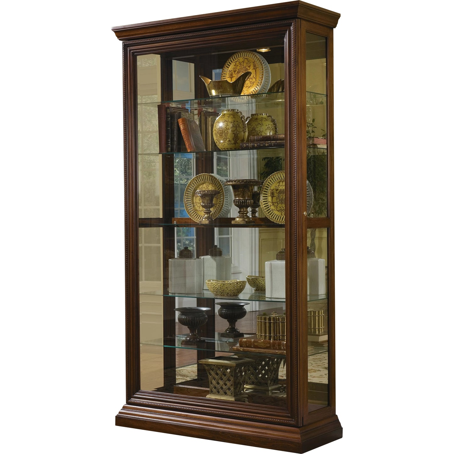 001 SI-2155655 | Primary Silo | 43'' Wide Hardwood Two Way Sliding Door Curio Cabinet in Rich Brown by Pulaski Furniture in rich brown. Made from poplar solids with birch veneers in a traditional style.