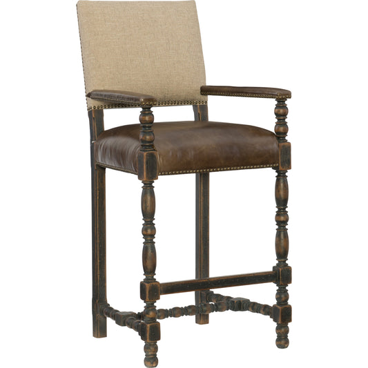 000 SI-1748727 | Primary Silo | Comfort Bar Stool by Hooker Furniture in brown and anthracite black. Made from fabric, leather in a traditional style.