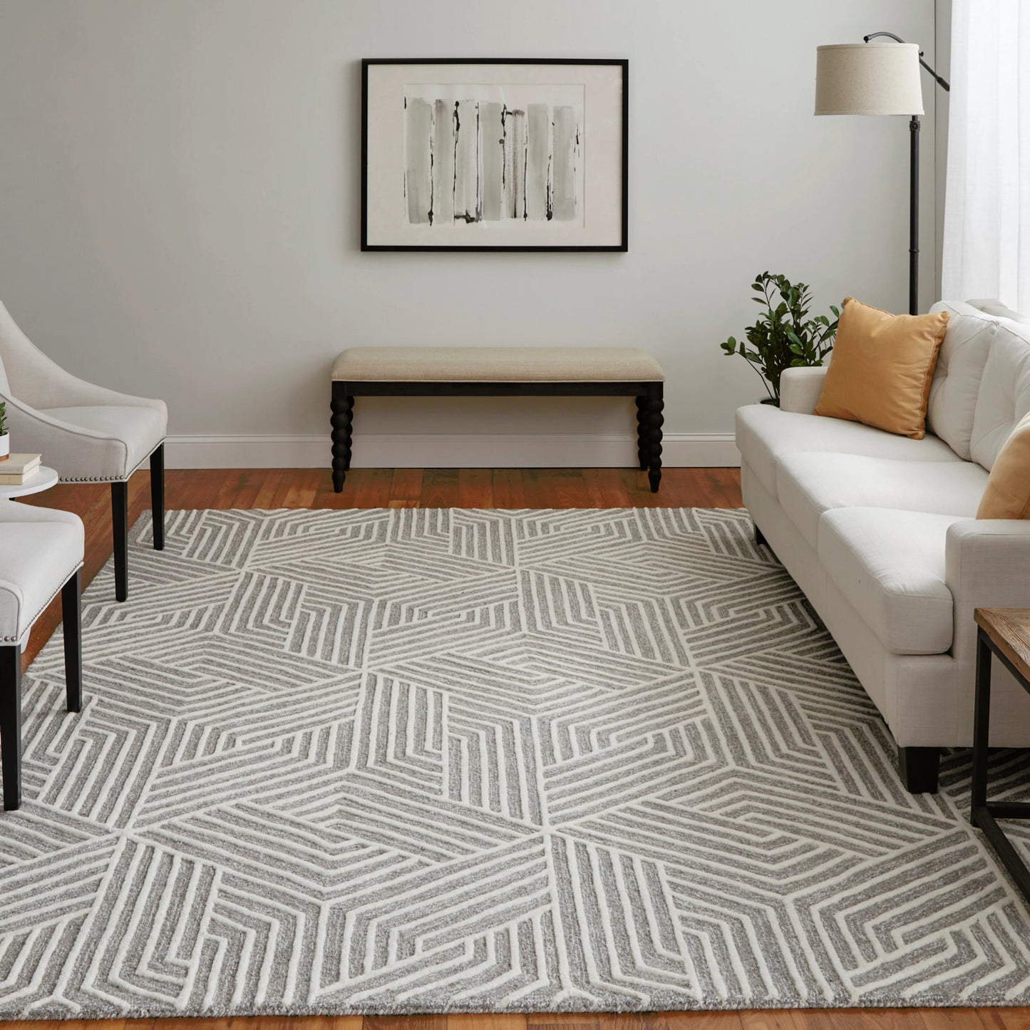 009 SI-2159091,SI-2159092,SI-2159093,SI-2159095,SI-2159096,SI-2159318 | Lifestyle | Lytton Geometric Rug - T24T8010 by Thom Felicia by Feizy Rugs in gray, ivory. Made from wool in a unique style.