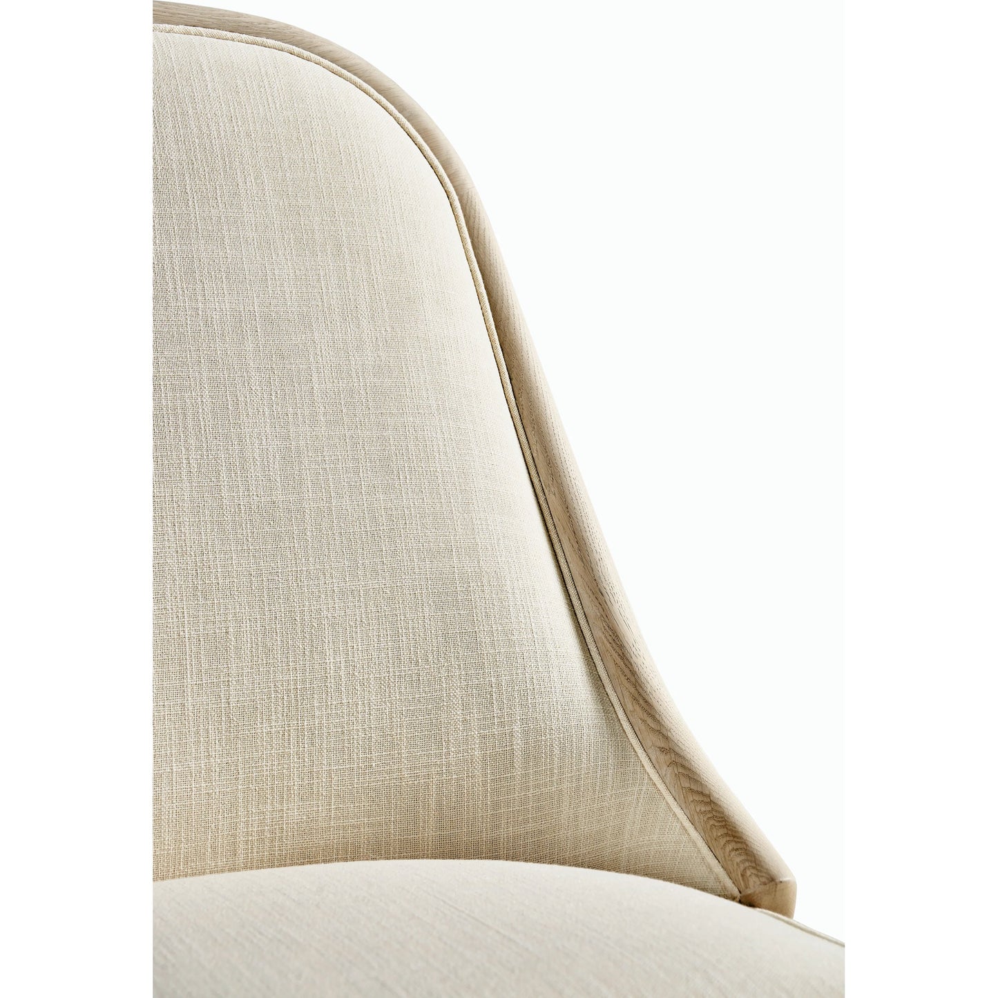 007 SI-2186259 | Closeup | Water Basin Dining Side Chair by Jonathan Charles in whitewash oak. Made from oak, foam, fabric, grass cloth in a modern style.