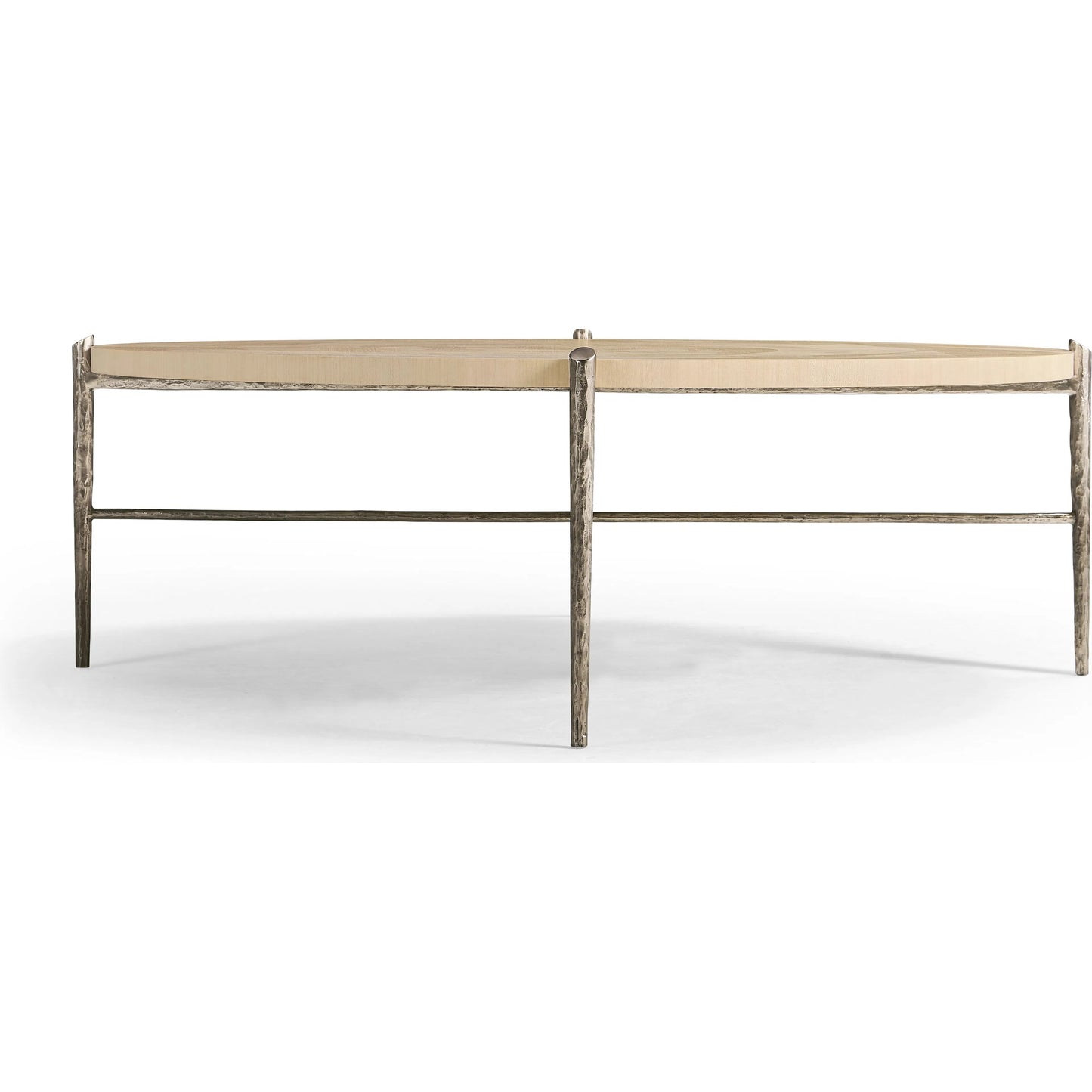 003 SI-2252665 | Additional Silo | Tidepool Round Cocktail Table by Jonathan Charles in beige and natural dyed koto. Made from koto veneer, stainless steel in a transitional style.