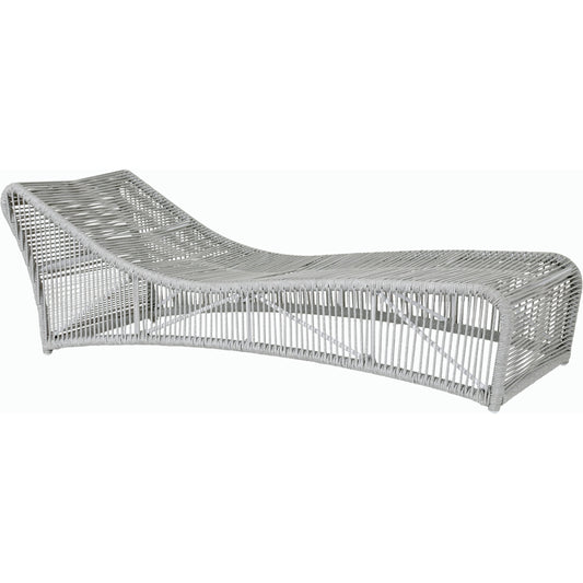 Miami Outdoor Cushionless Chaise by Sunset West in frost. Made from olefin rope in a coastal style.