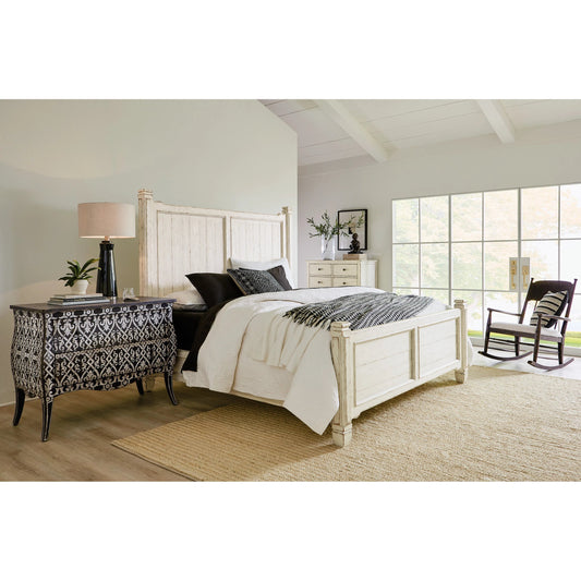 Americana Two-Drawer Bombay Accent Chest by Hooker Furniture in black and molasses finish. Made from oak veneers in a cottage & farmhouse style.