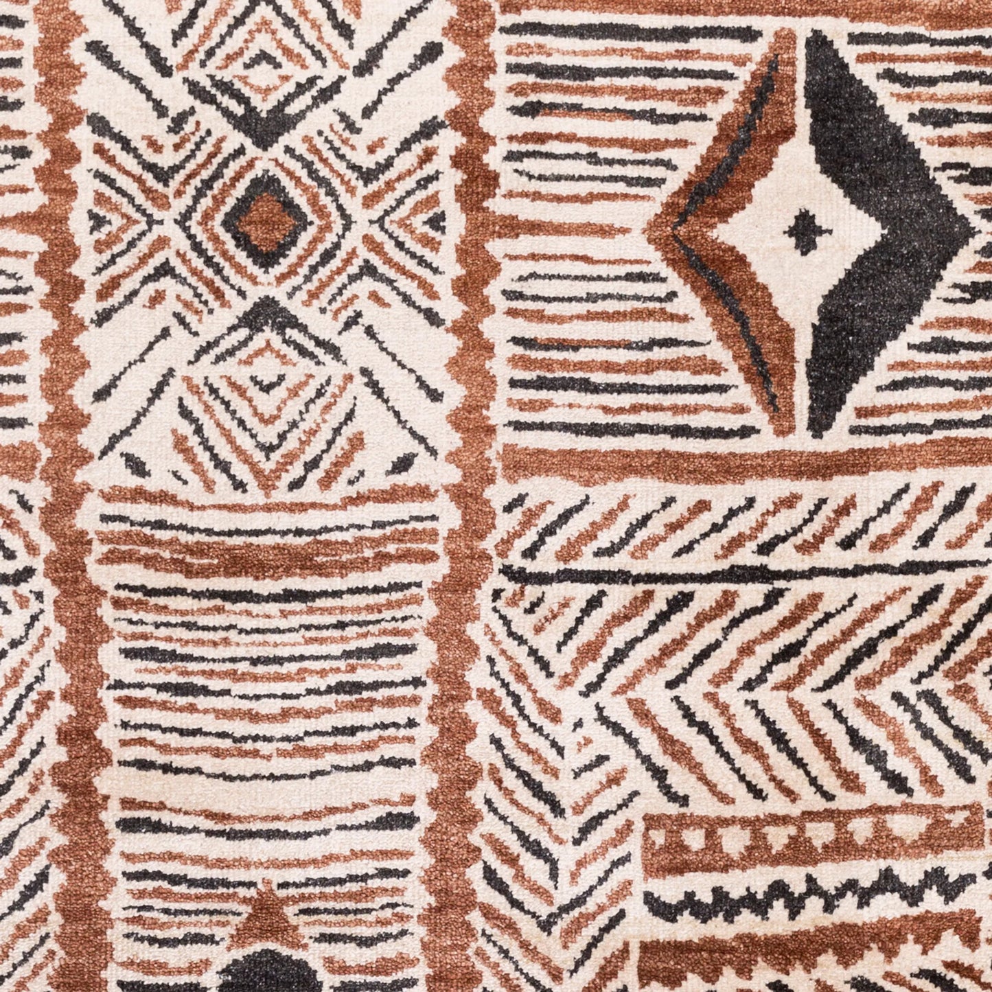 004 79459-31045,79459-31046,79459-31047,79459-31048 | Closeup | Zambia ZAM-1000 Indoor/Outdoor Rug by Surya in beige, dark brown, black. Made from 85% bamboo silk, 15% wool in a unique style.