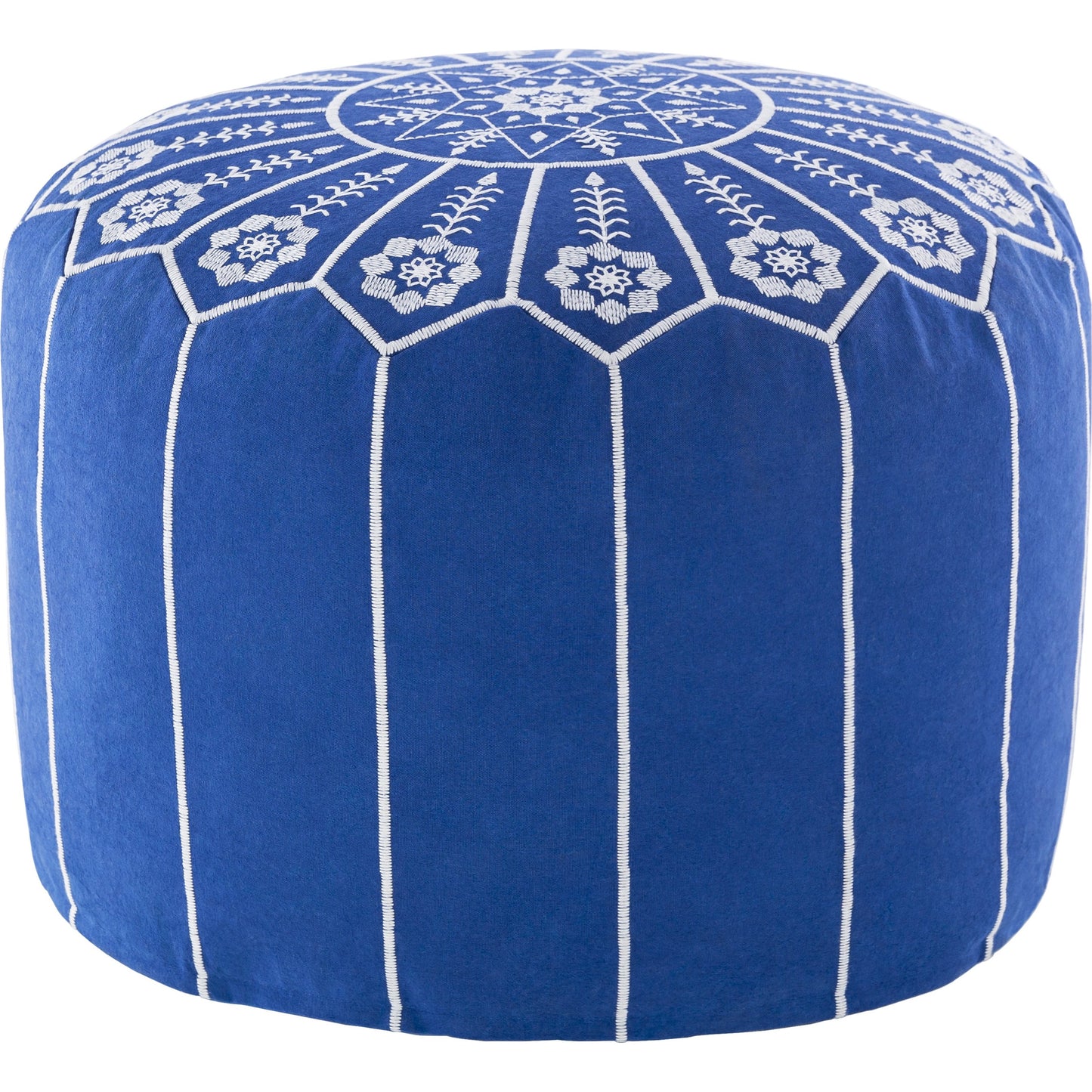 001 SR-755864 | Additional Silo | Taza ZAPF-001 Pouf by Surya in dark blue, white. Made from 100% cotton, 100% polybeads in a eclectic & global style.