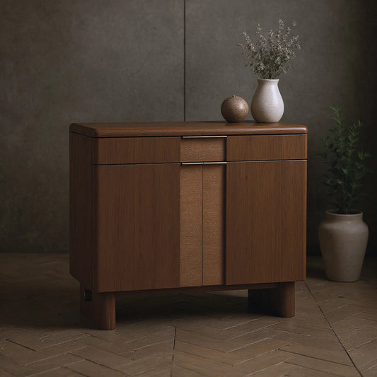 Verge Accent Door Chest by A.R.T. Furniture in handcrated walnut. Made from poplar, parawood solids, mirror, metal in a unique style.