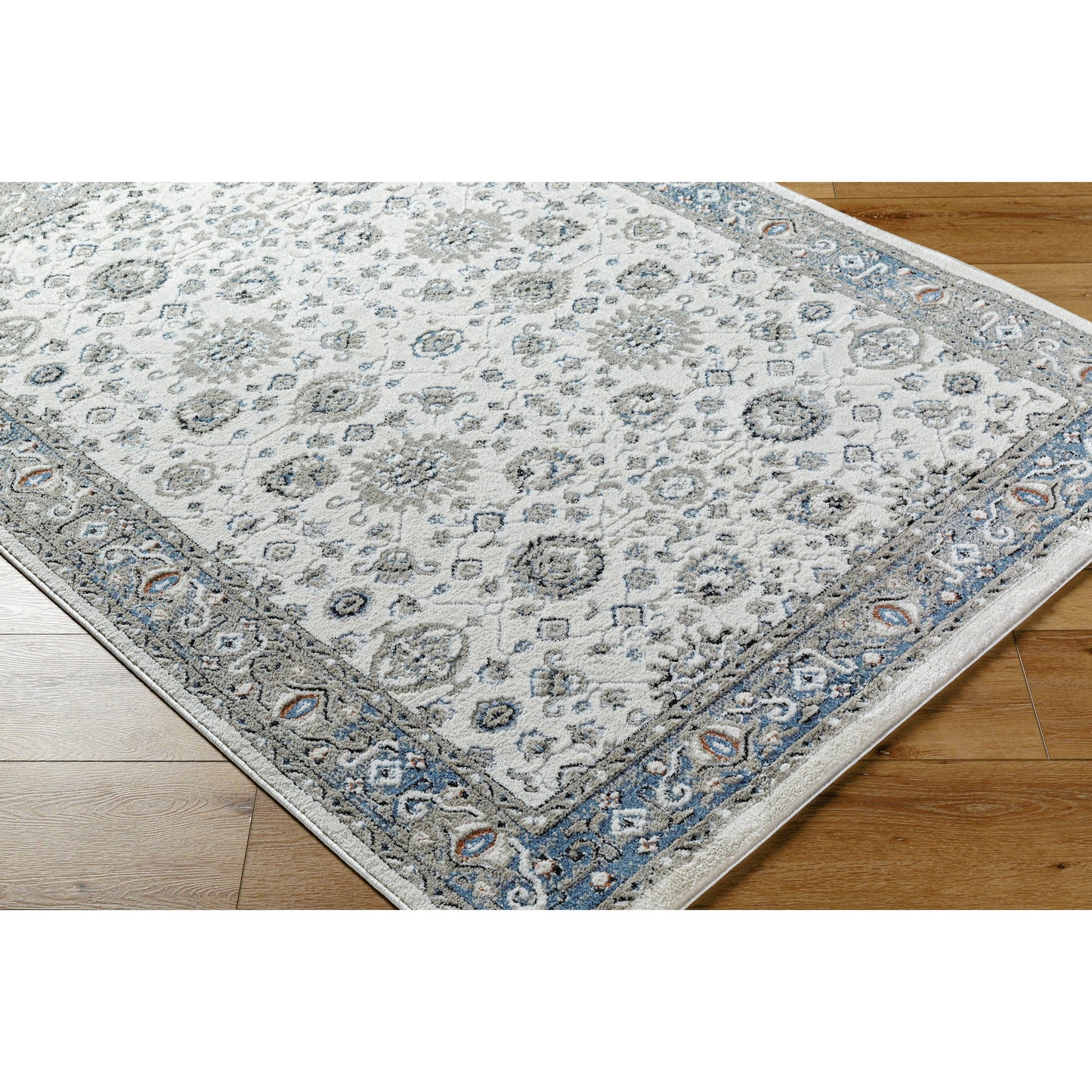 002 SI-2167753,SI-2167754 | Closeup | Zidane Rug - 494508 by Livabliss in white, dark brown, blue, black, olive, rust. Made from polyester in a unique style.