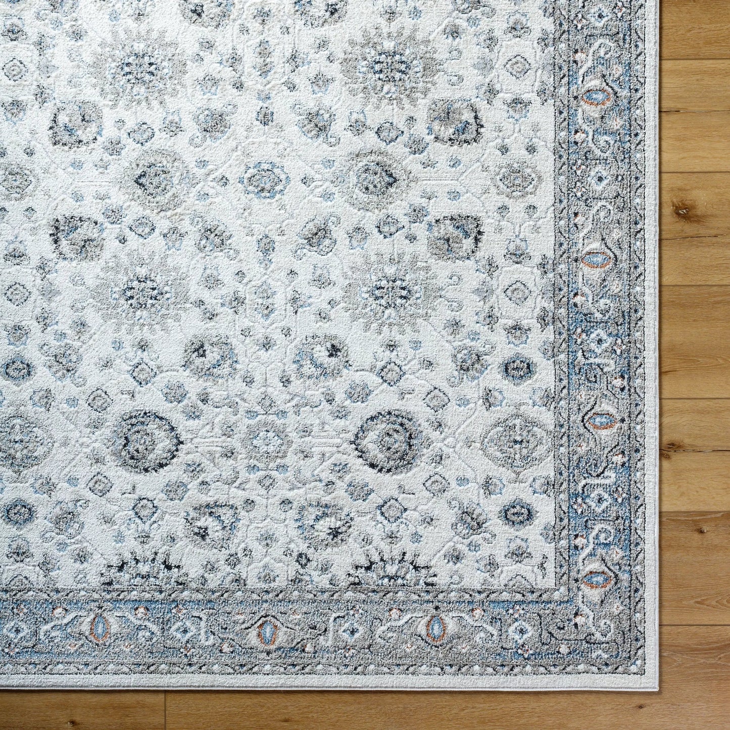 006 SI-2167753,SI-2167754 | Closeup | Zidane Rug - 494508 by Livabliss in white, dark brown, blue, black, olive, rust. Made from polyester in a unique style.