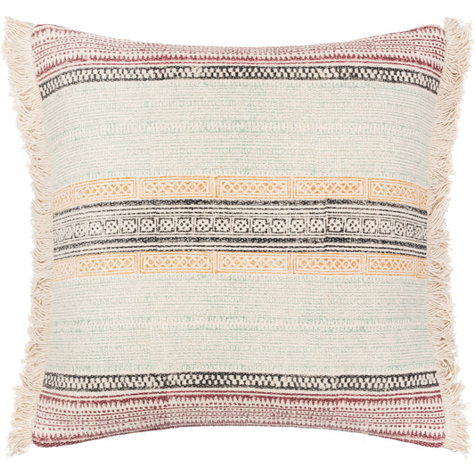 001 SI-1894076,SI-1894077 | Primary Silo | Zendaya Pillow - 31521 by Surya in burgundy, aqua, mustard. Made from 100% cotton in a eclectic & global style.