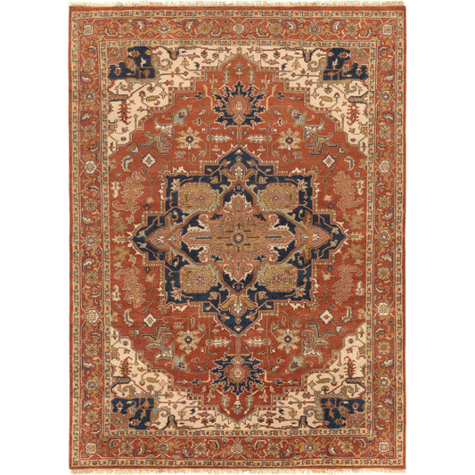 Zeus Rug - 1667 by Surya in rust, light beige, mauve, olive, ink blue, lavender. Made from 100% wool in a unique style.