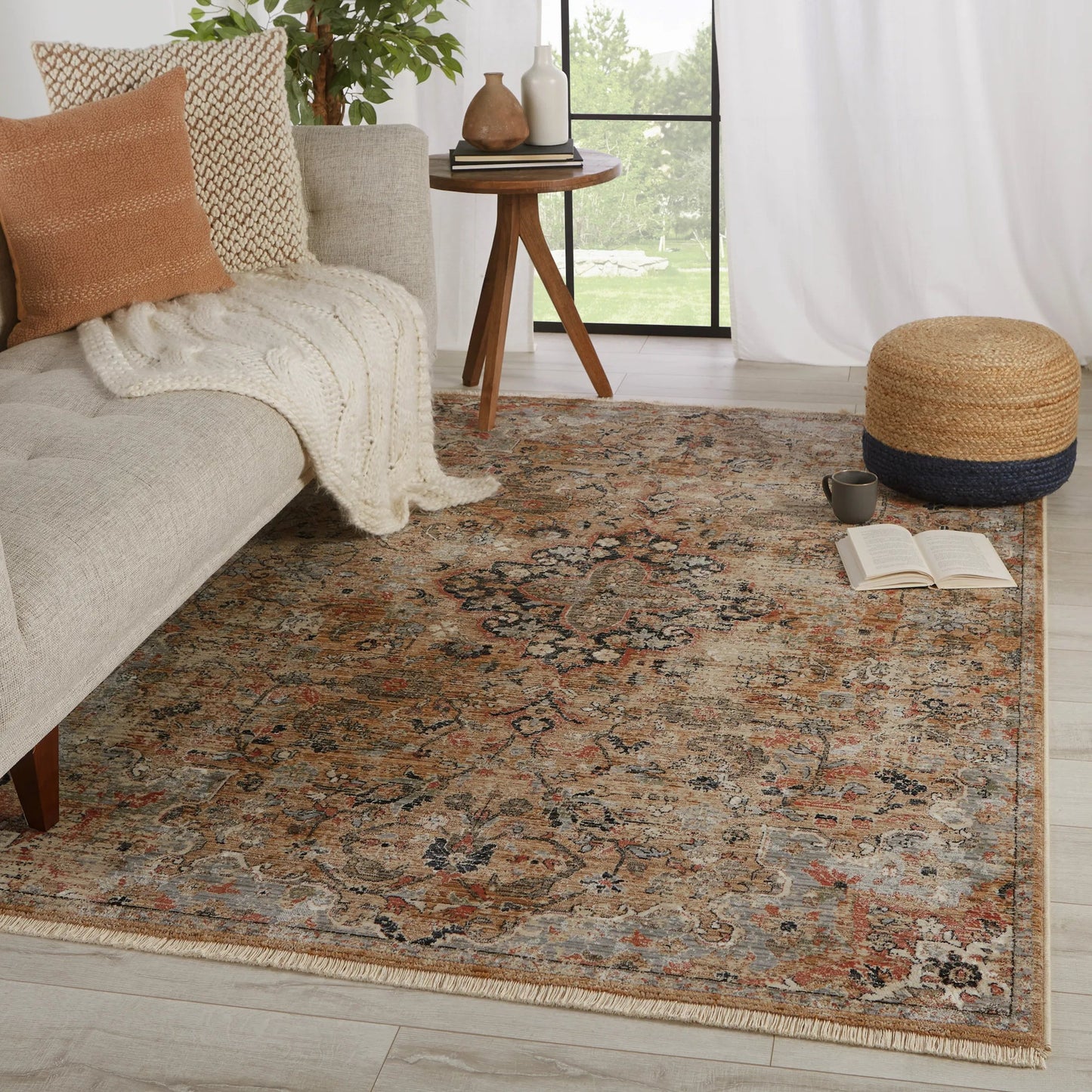005 SI-2386544,SI-2444856 | Lifestyle | Zefira ZFA08 Rug by Jaipur Living in brown, gray. Made from 100% polypropylene in a unique style.