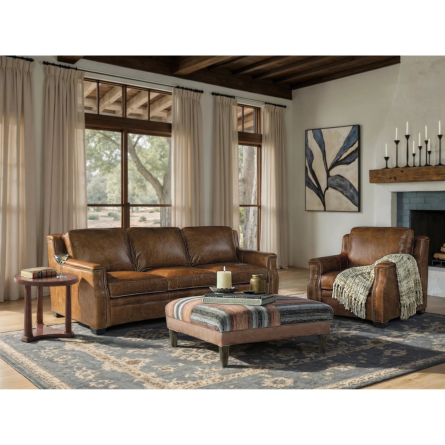 003 SI-1750048 | Lifestyle | Yates Sofa by Hooker Furniture in natchez brown. Made from leather in a traditional style.