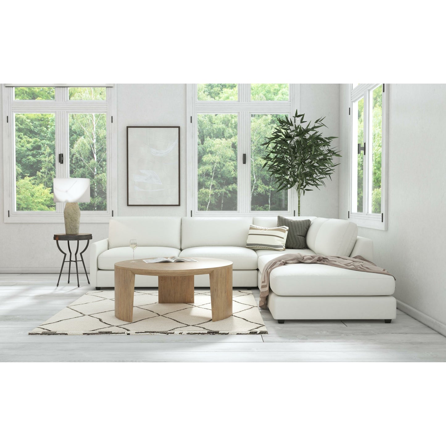 003 SI-1873107 | Lifestyle | Commerce & Market Round Cocktail Table by Hooker Furniture in medium natural wood. Made from mindi solids in a transitional style.