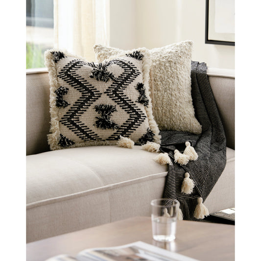 Zelah Pillow - 34416 by Surya in cream, black. Made from 80% wool, 20% cotton, 100% cotton in a eclectic & global style.