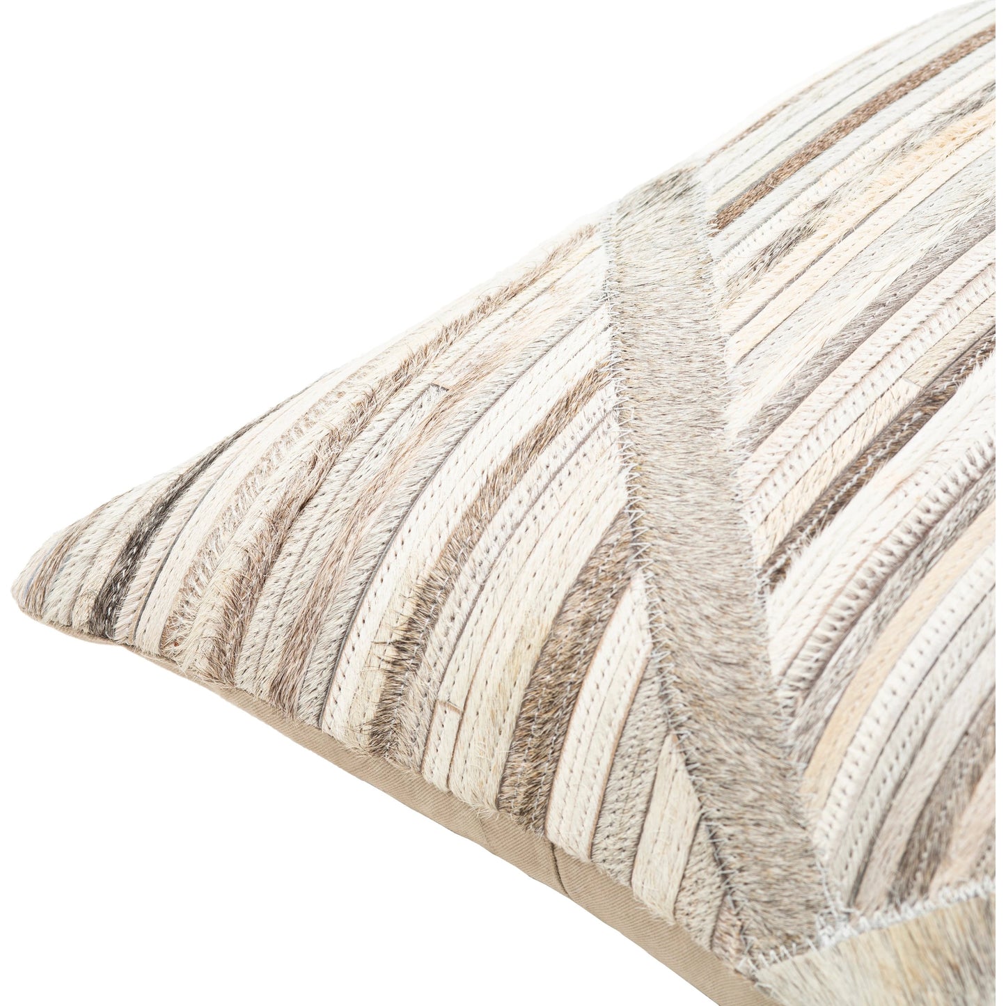 004 SI-1893934,SI-1893935 | Closeup | Zander - 29976 by Surya in gray, taupe. Made from 100% leather, 80% polyester, 20% cotton in a transitional style.