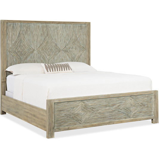 001 SI-1749847,SI-1749848,SI-1749849 | Primary Silo | Surfrider Bed by Hooker Furniture in driftwood. Made from pecan veneers, resin in a cottage & farmhouse style.