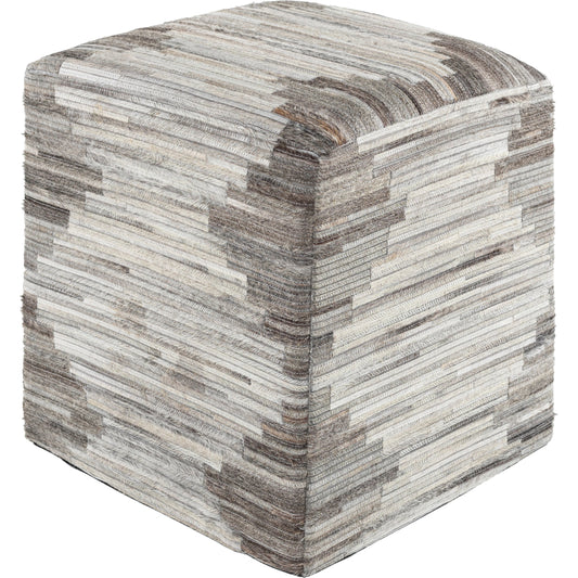 Zander - 26872 by Surya in light gray, medium gray, charcoal, tan. Made from 100% hair on hide, 100% polystyrene, wood, 100% wool in a transitional style.