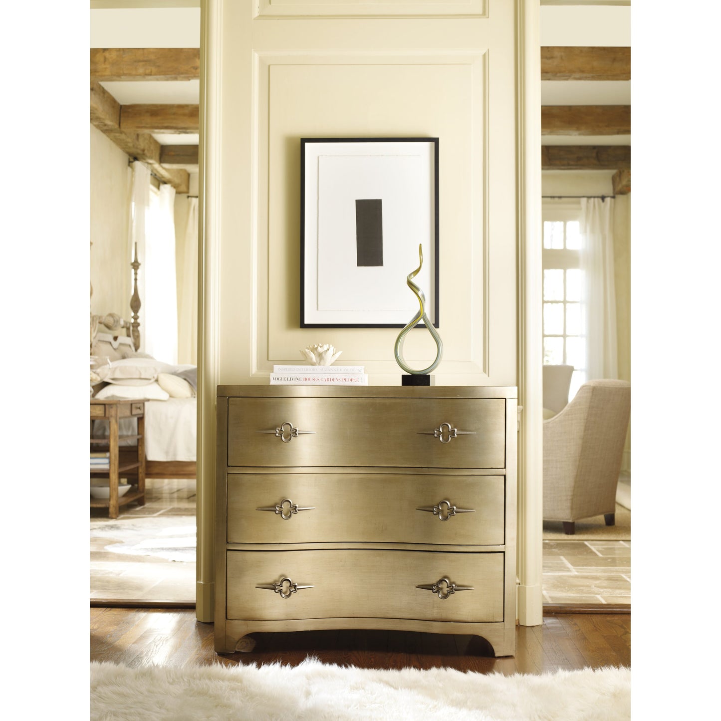 003 SI-1749638 | Lifestyle | Sanctuary Chest by Hooker Furniture in antique mirror, gold. Made from hardwoods in a modern style.